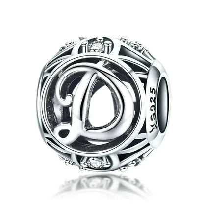 925 Sterling Silver Alphabet Charms - A to Z Letter Collection for DIY jewellery Making - Alphabet-D