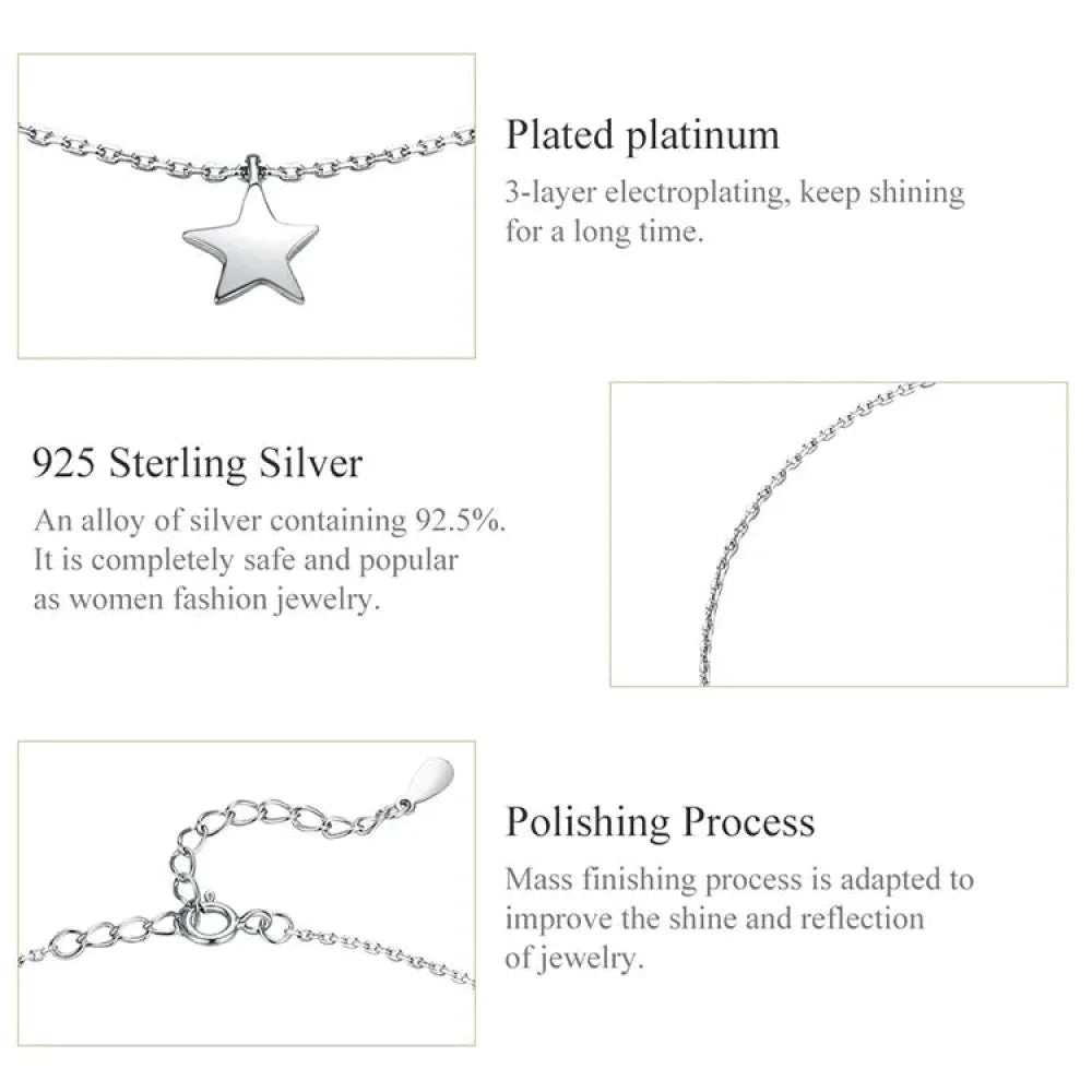 Simple Star Silver Anklet | 925 Sterling Bracelet for Women | Fashion Foot jewellery SCT009 - Anklets
