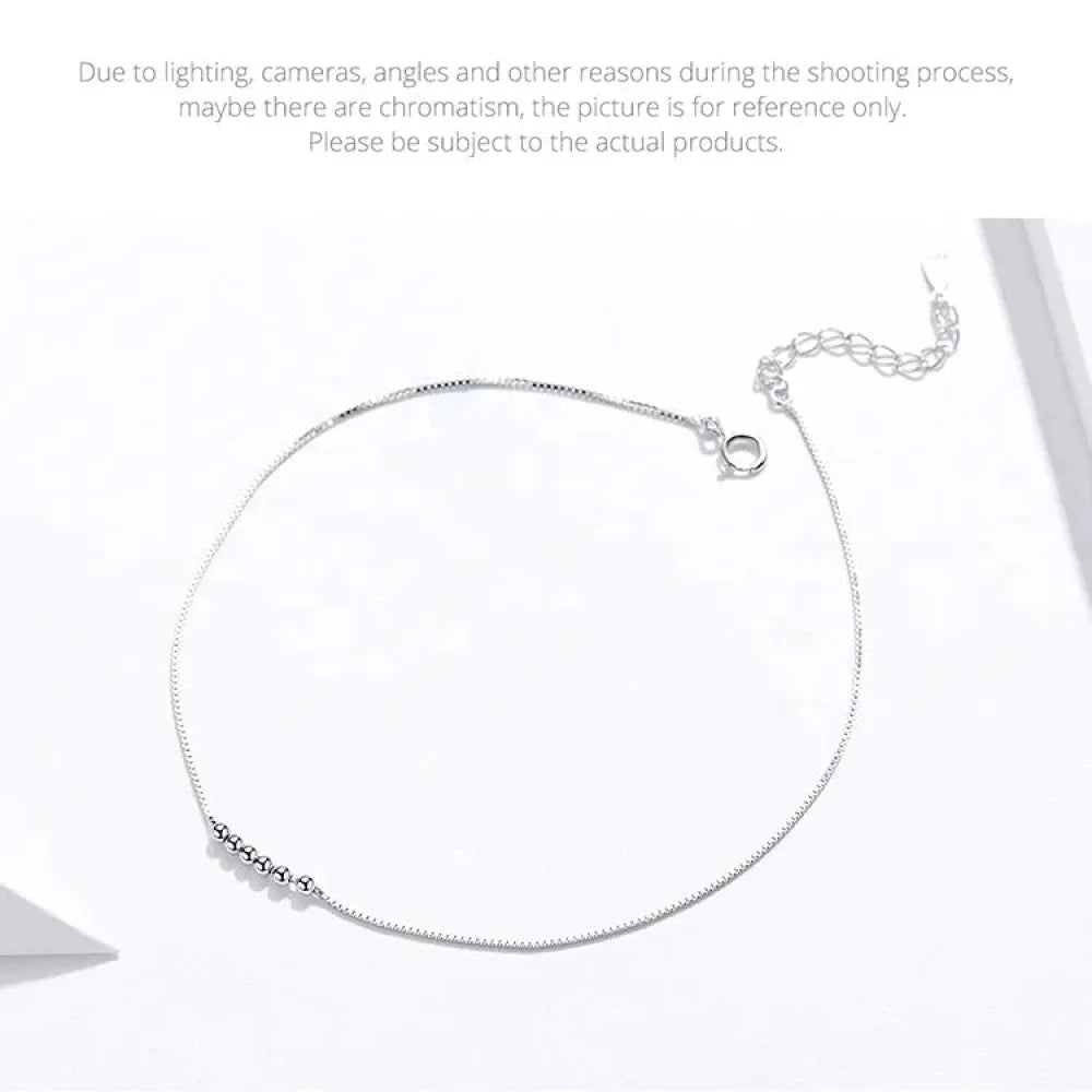 Simple Essential Bead Link Anklets - 925 Sterling Silver Bracelet for Foot jewellery