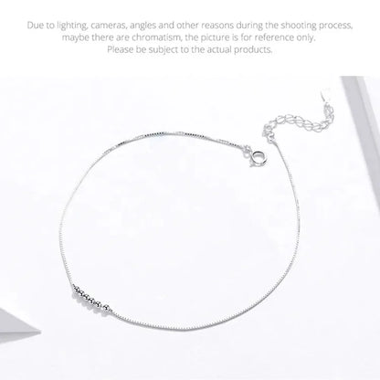 Simple Essential Bead Link Anklets - 925 Sterling Silver Bracelet for Foot jewellery