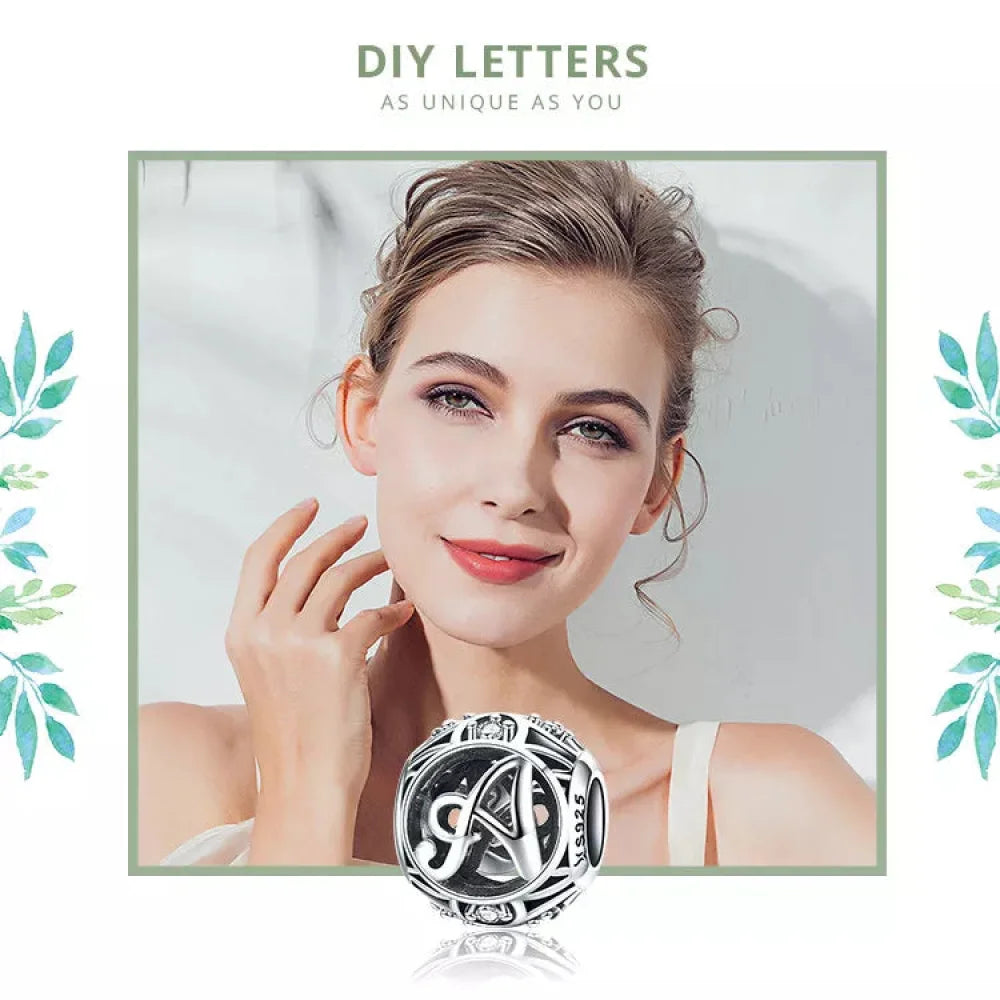 925 Sterling Silver Alphabet Charms - A to Z Letter Collection for DIY jewellery Making
