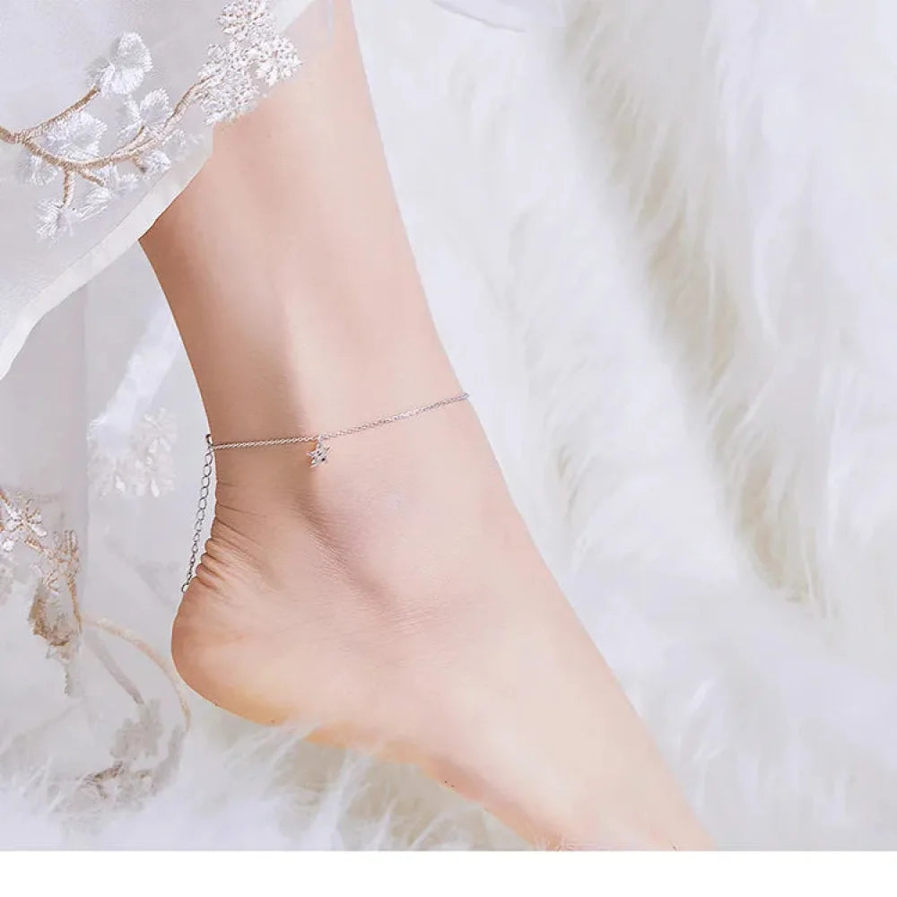 Simple Essential Bead Link Anklets - 925 Sterling Silver Bracelet for Foot jewellery