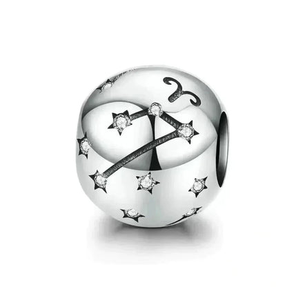 Vintage 925 Sterling Silver Twelve Constellations Star Sign Zodiac Beads Charms for DIY Bracelet Necklace - Aries