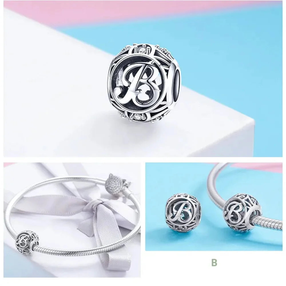 925 Sterling Silver Alphabet Charms - A to Z Letter Collection for DIY jewellery Making