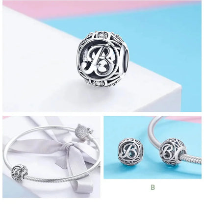 925 Sterling Silver Alphabet Charms - A to Z Letter Collection for DIY jewellery Making