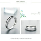 Breathtaking 925 Sterling Silver Double Circle Black Clear Cz Stackable Ring Rings