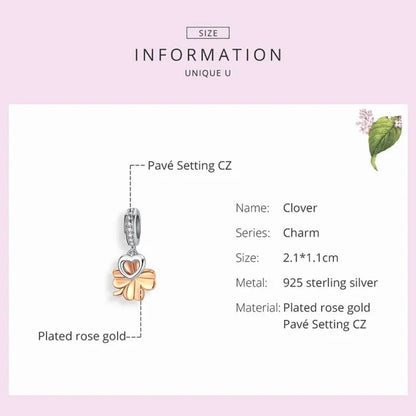 925 Sterling Silver Gardon Lucky Clover Charm - SCC1238 - Charms