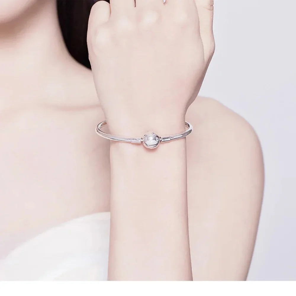 925 Sterling Silver Snake Chain Bangle & Bracelet Pave Setting CZ for Women Pendant Charm Bead DIY Luxury jewellery