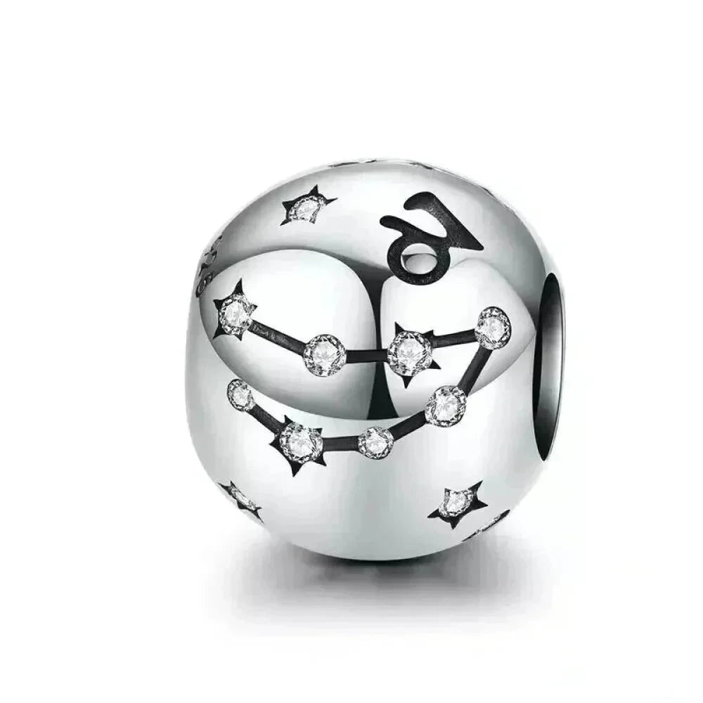 Vintage 925 Sterling Silver Twelve Constellations Star Sign Zodiac Beads Charms for DIY Bracelet Necklace - Capricorn