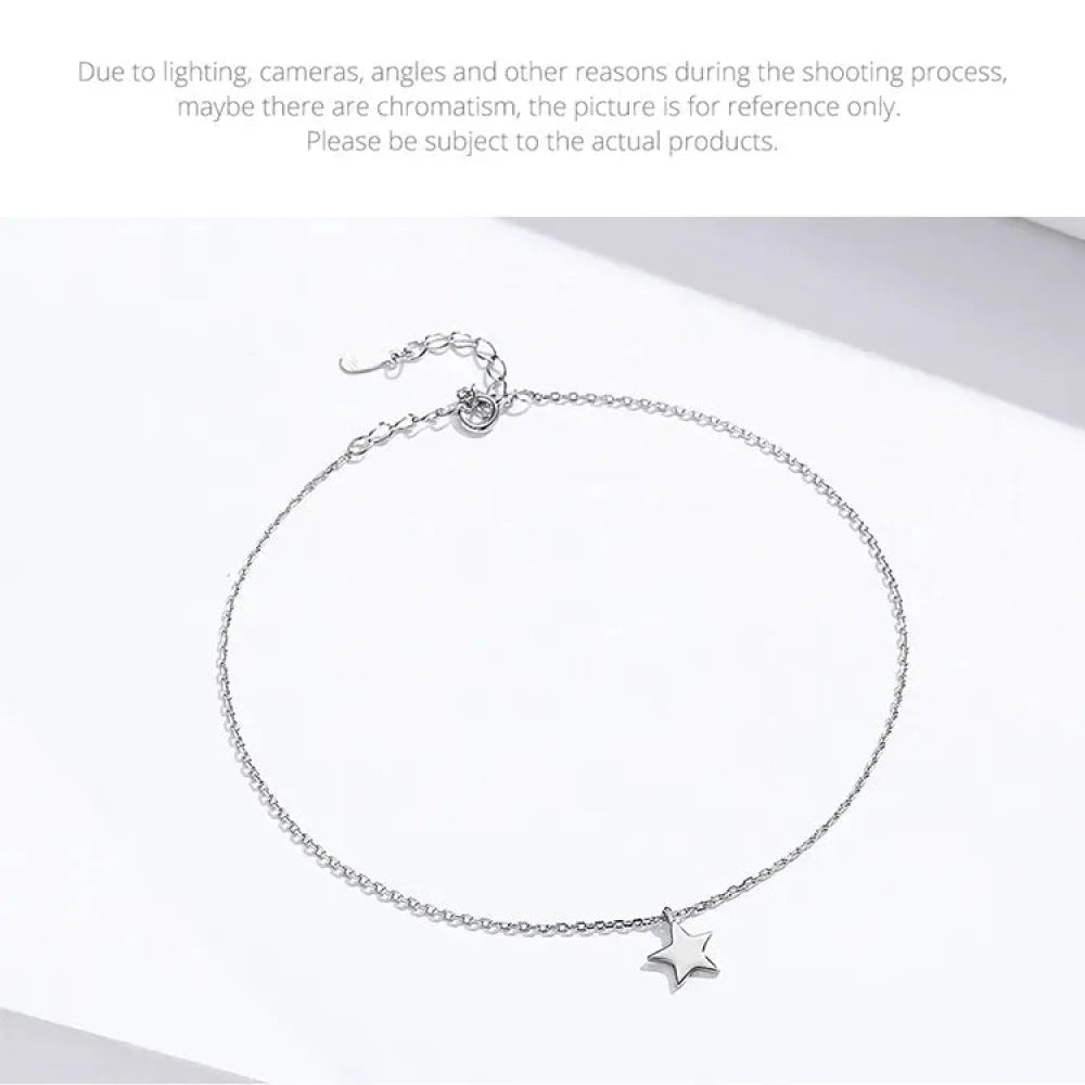 Simple Star Silver Anklet | 925 Sterling Bracelet for Women | Fashion Foot jewellery SCT009 - Anklets