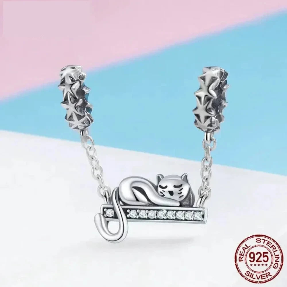 Purrfectly Celestial: Adorable Cat Star Charm (925 Silver) - Charms