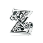 Chic 925 Sterling Silver Cz Alphabet Beads For Charm Bracelet Vintage A To Z Letter Charms (Bsc030)