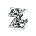 Chic 925 Sterling Silver Cz Alphabet Beads For Charm Bracelet Vintage A To Z Letter Charms (Bsc030)