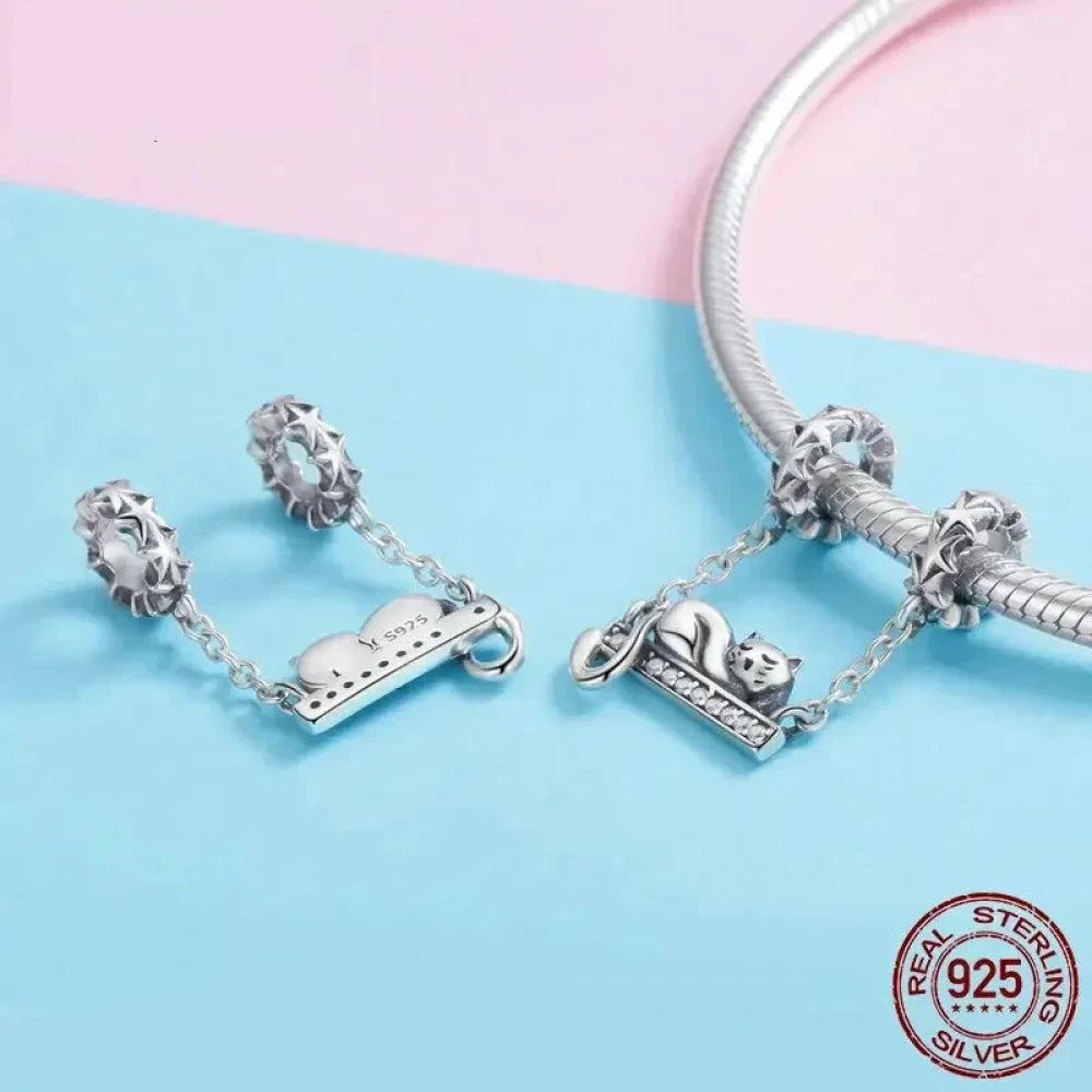 Purrfectly Celestial: Adorable Cat Star Charm (925 Silver) - Charms