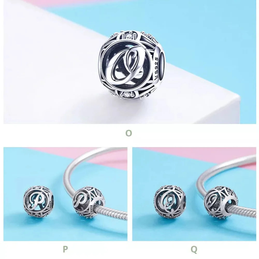 925 Sterling Silver Alphabet Charms - A to Z Letter Collection for DIY jewellery Making
