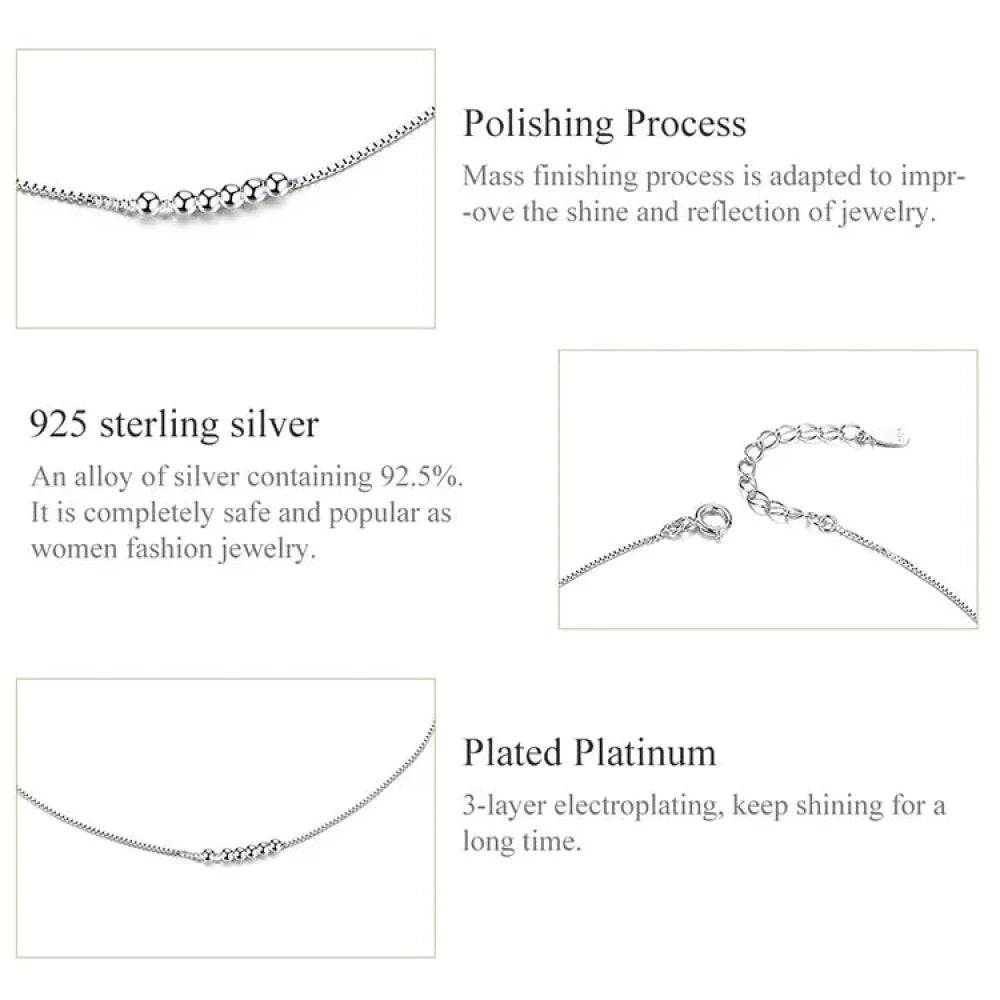 925 Sterling Silver Beaded Anklets - Timeless Elegance for Your Ankle