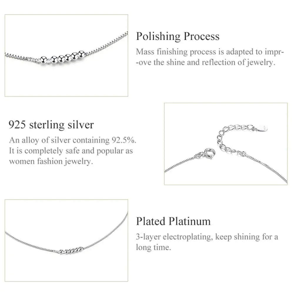 Simple Essential Bead Link Anklets - 925 Sterling Silver Bracelet for Foot jewellery