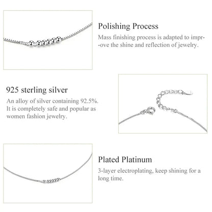 Simple Essential Bead Link Anklets - 925 Sterling Silver Bracelet for Foot jewellery