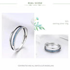 Breathtaking 925 Sterling Silver Double Circle Black Clear Cz Stackable Ring Rings