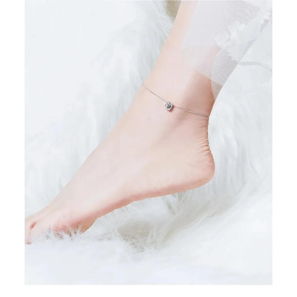 Simple Essential Bead Link Anklets - 925 Sterling Silver Bracelet for Foot jewellery