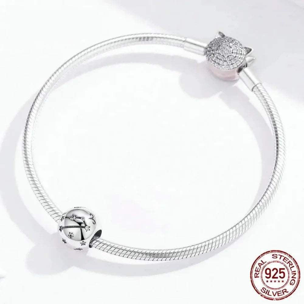 Vintage 925 Sterling Silver Twelve Constellations Star Sign Zodiac Beads Charms for DIY Bracelet Necklace