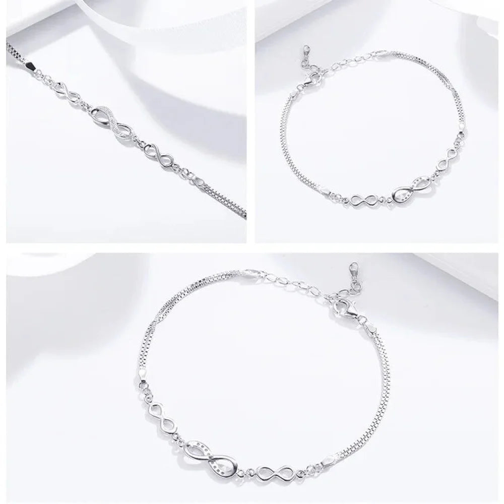Timeless Infinity - Sterling Silver Bracelet with Sparkling Zirconia - Bracelets