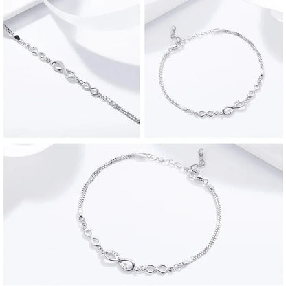 Timeless Infinity - Sterling Silver Bracelet with Sparkling Zirconia - Bracelets