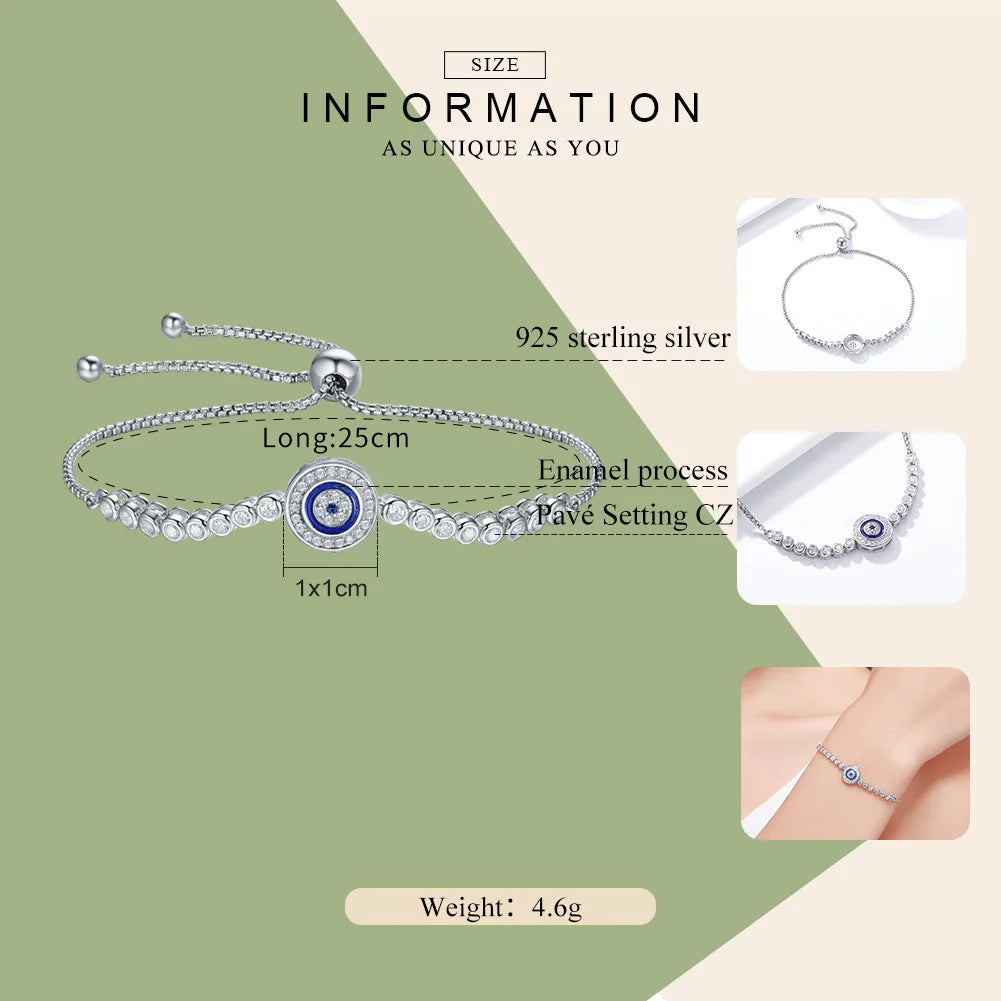 Shimmering Evil Eye Sterling Silver Tennis Bracelet - Bracelets