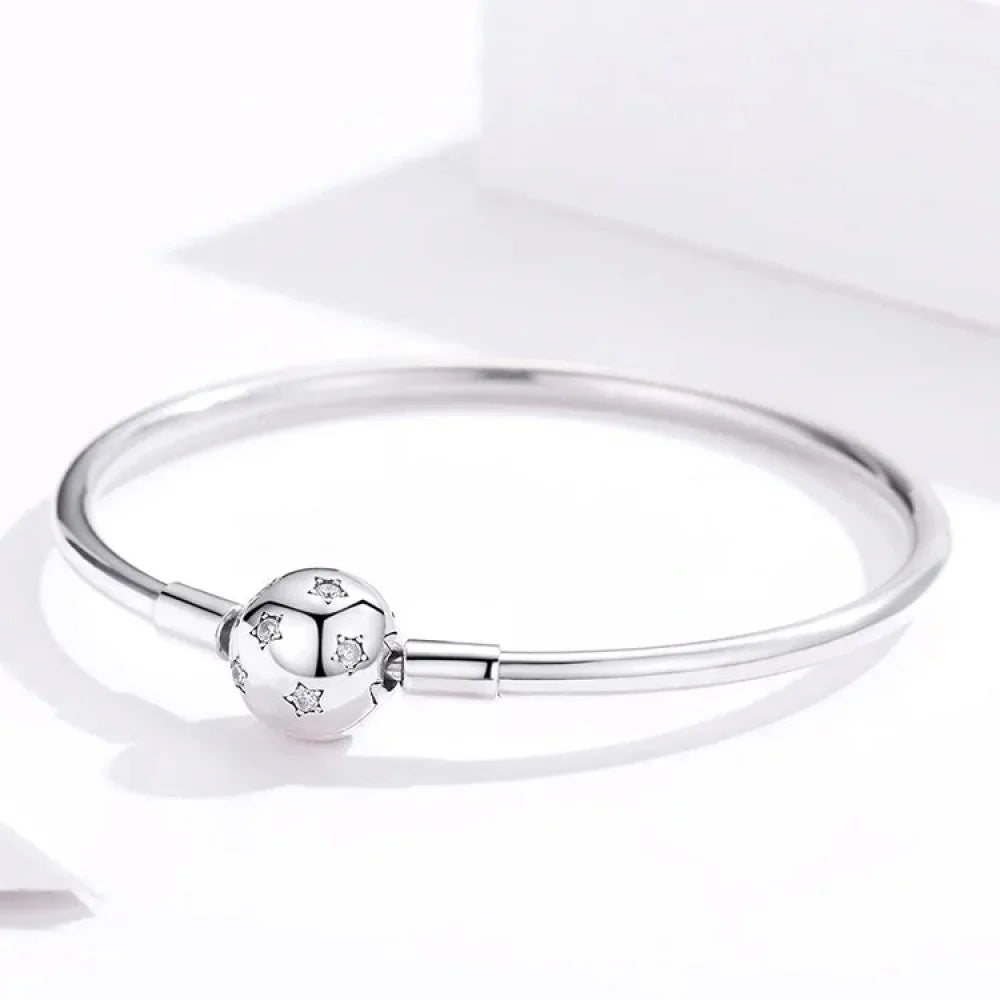 925 Sterling Silver Snake Chain Bangle & Bracelet Pave Setting CZ for Women Pendant Charm Bead DIY Luxury jewellery