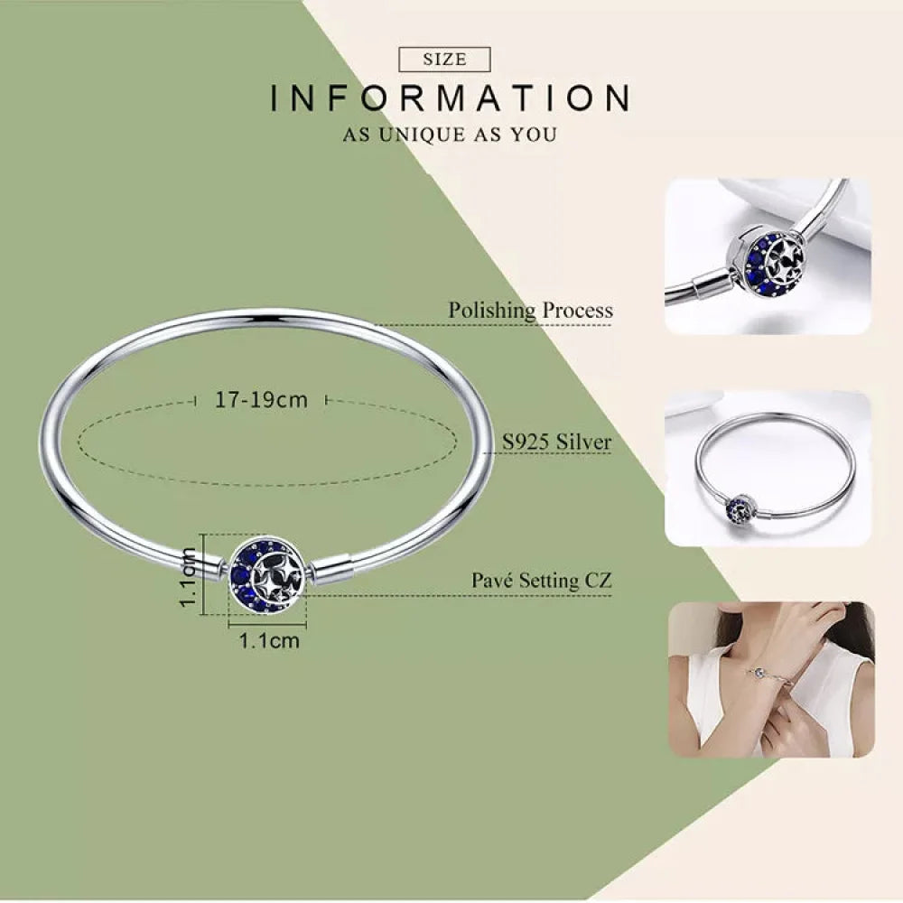 925 Sterling Silver Snake Chain Bangle & Bracelet Pave Setting CZ for Women Pendant Charm Bead DIY Luxury jewellery