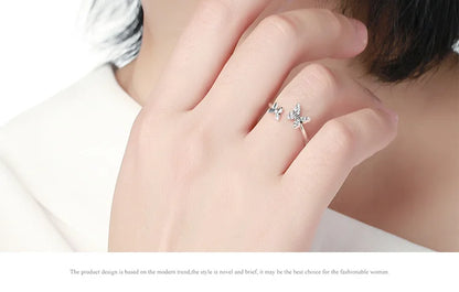 Dazzling Butterfly Sterling Silver Open Ring: A Symbol of Freedom - Rings