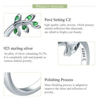 Springtime Elegance: Sterling Silver Tree Leaves & Bird Open Ring Rings