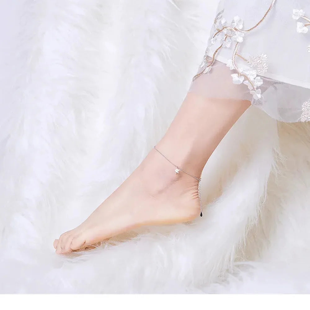 Simple Star Silver Anklet | 925 Sterling Bracelet for Women | Fashion Foot jewellery SCT009 - Anklets