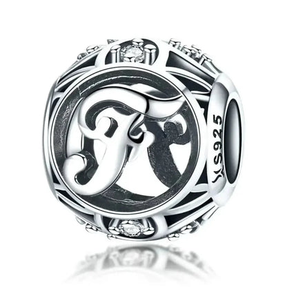 925 Sterling Silver Alphabet Charms - A to Z Letter Collection for DIY jewellery Making - Alphabet-F