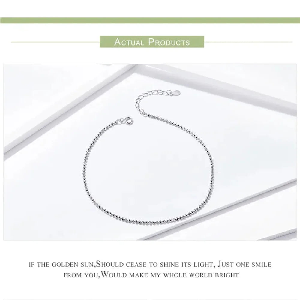 Simple Essential Bead Link Anklets - 925 Sterling Silver Bracelet for Foot jewellery