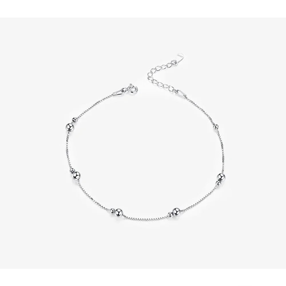 Minimalist Round Beads Anklet - Sterling Silver Chain Bracelet for Leg - Female Foot jewellery For Women - SCT005
