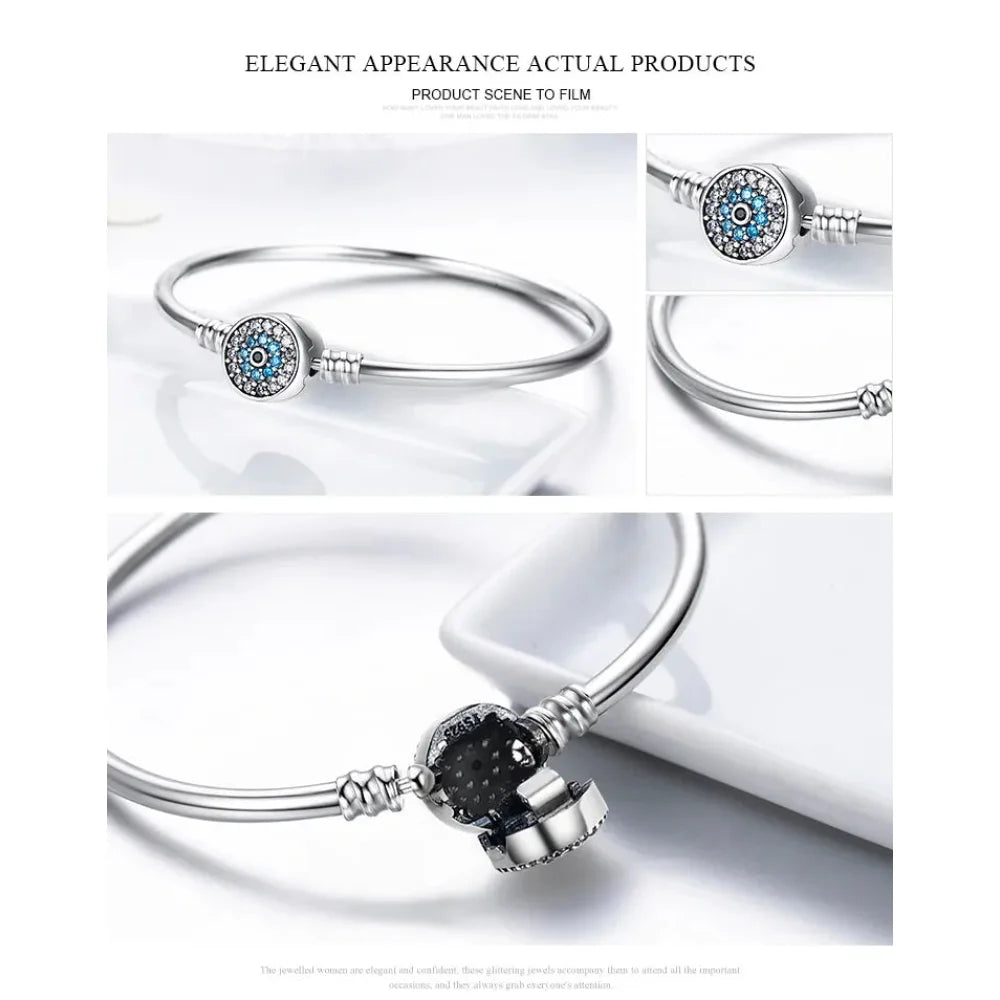925 Sterling Silver Snake Chain Bangle & Bracelet Pave Setting CZ for Women Pendant Charm Bead DIY Luxury jewellery