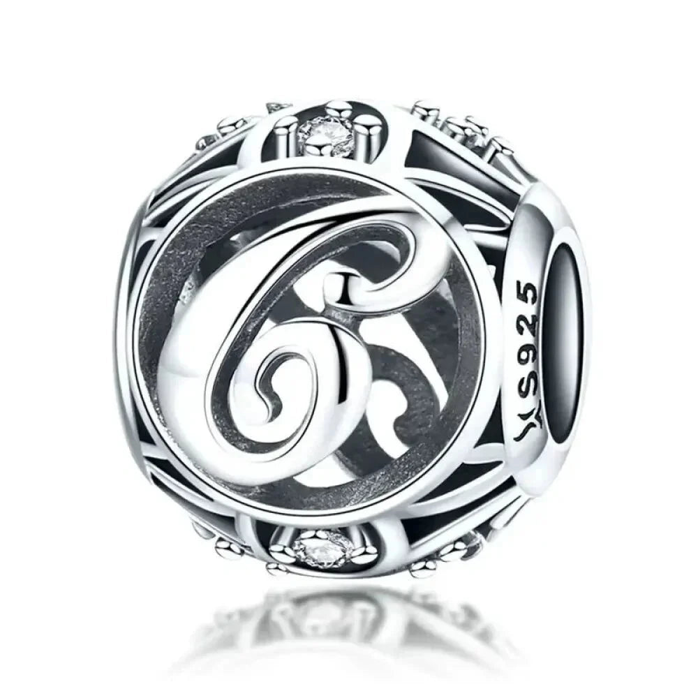 925 Sterling Silver Alphabet Charms - A to Z Letter Collection for DIY jewellery Making - Alphabet-C