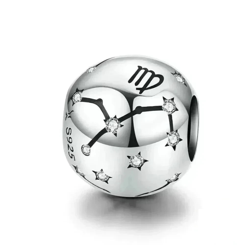 Vintage 925 Sterling Silver Twelve Constellations Star Sign Zodiac Beads Charms for DIY Bracelet Necklace - Virgo