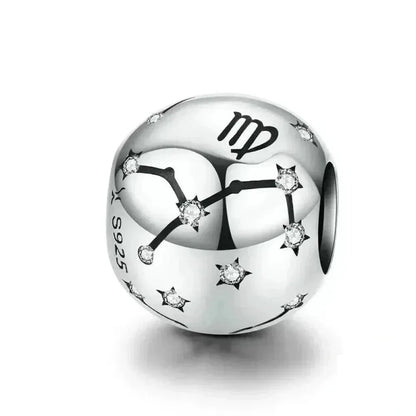Vintage 925 Sterling Silver Twelve Constellations Star Sign Zodiac Beads Charms for DIY Bracelet Necklace - Virgo