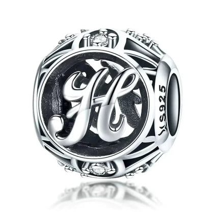 925 Sterling Silver Alphabet Charms - A to Z Letter Collection for DIY jewellery Making - Alphabet-H