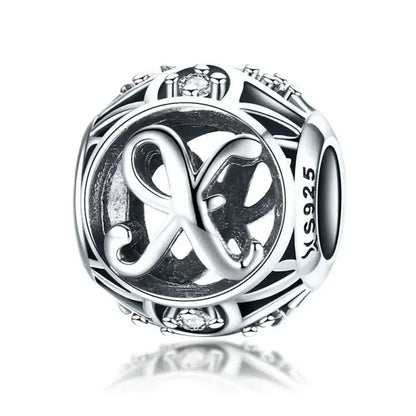 925 Sterling Silver Alphabet Charms - A to Z Letter Collection for DIY jewellery Making - Alphabet-X