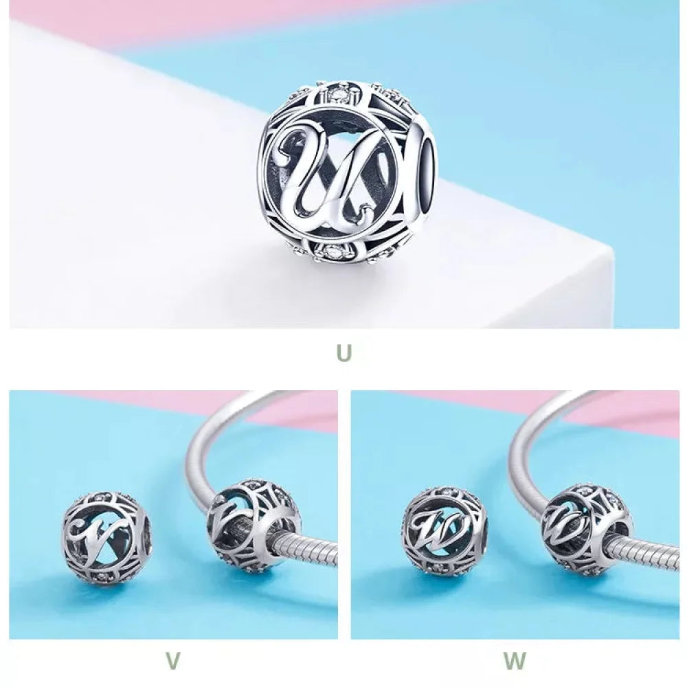 925 Sterling Silver Alphabet Charms - A to Z Letter Collection for DIY jewellery Making