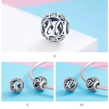 925 Sterling Silver Alphabet Charms - A to Z Letter Collection for DIY jewellery Making