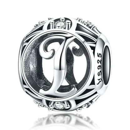 925 Sterling Silver Alphabet Charms - A to Z Letter Collection for DIY jewellery Making - Alphabet-I