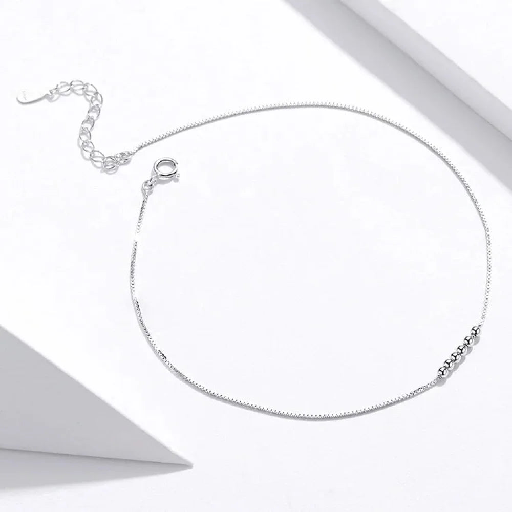 Simple Essential Bead Link Anklets - 925 Sterling Silver Bracelet for Foot jewellery