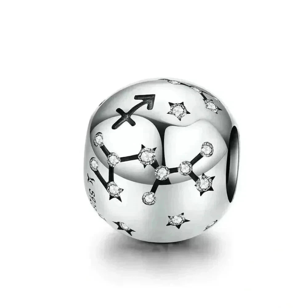 Vintage 925 Sterling Silver Twelve Constellations Star Sign Zodiac Beads Charms for DIY Bracelet Necklace - Sagittarius