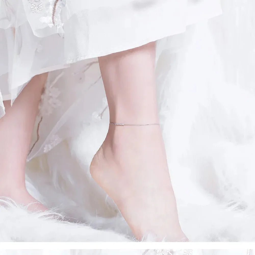 925 Sterling Silver Beaded Anklets - Timeless Elegance for Your Ankle