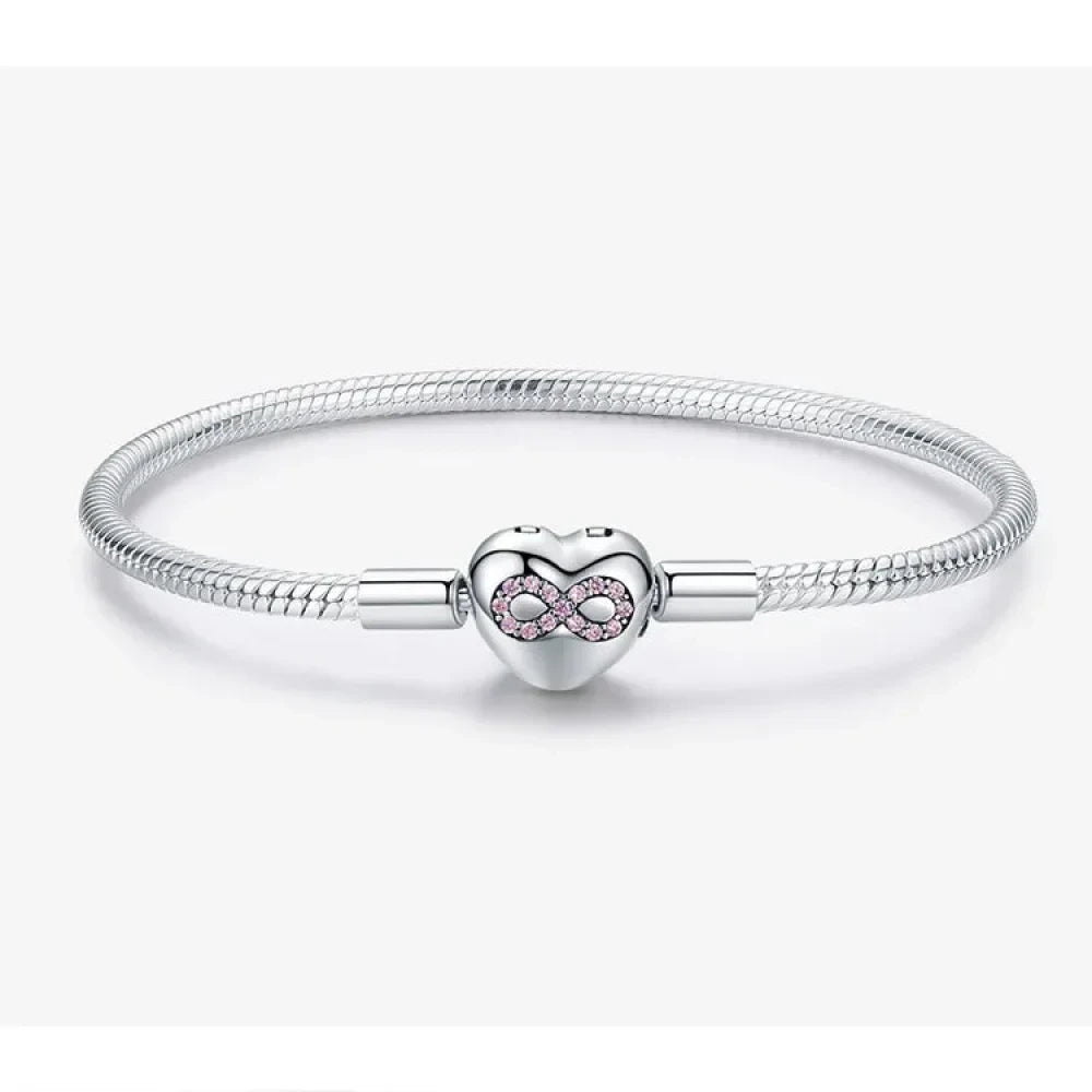 Entwined with Love: Sterling Silver Infinity Heart Bracelet - Bracelets