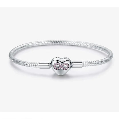 Entwined with Love: Sterling Silver Infinity Heart Bracelet - Bracelets